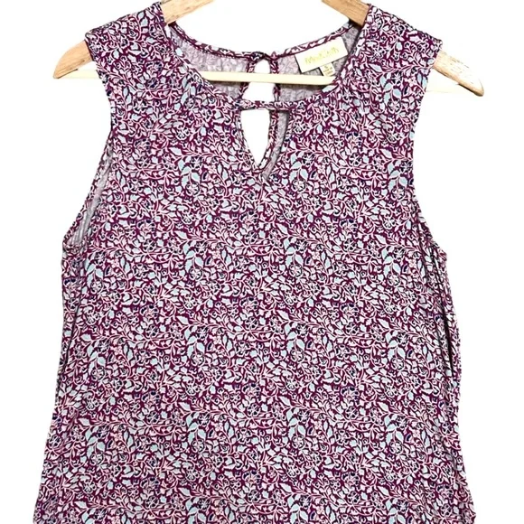 Modcloth Sleeveless Knit Top With Keyhole Accent Purple and Blue Size Small - Picture 3 of 7